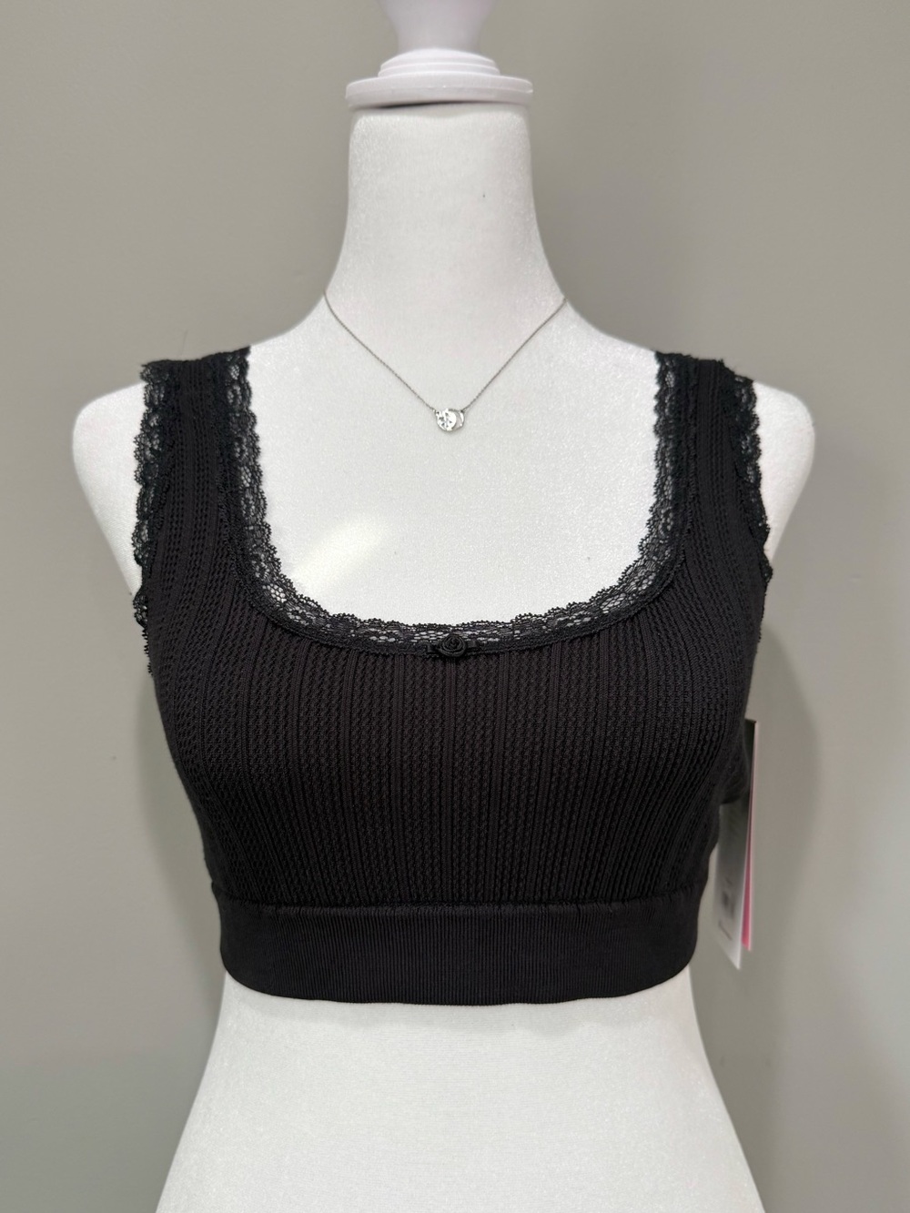 Mills by Millie Bobby Brown Black Rose Ribbed Cami Bralette
